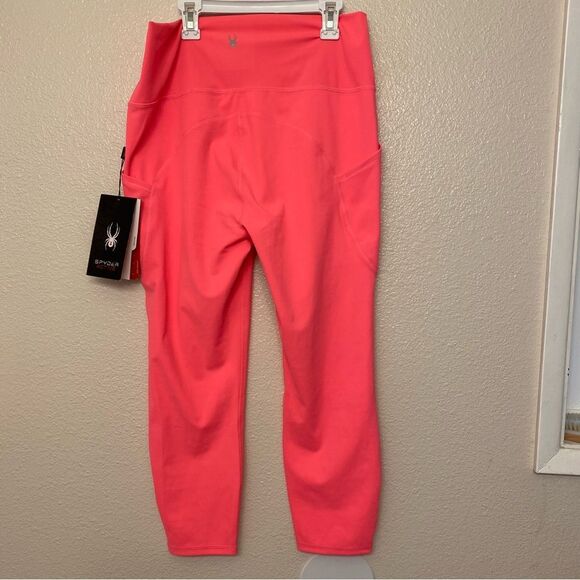 Spyder hot pink neon high-rise athletic leggings cropped women’s XL NWT - Picture 1 of 9